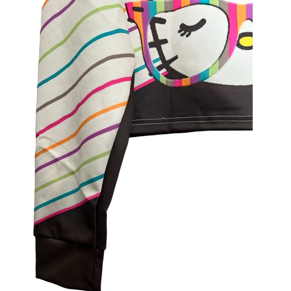 ❌SOLD❌Hello Kitty wearing glasses black ivory stripe long sleeve crop top medium - Picture 5 of 7